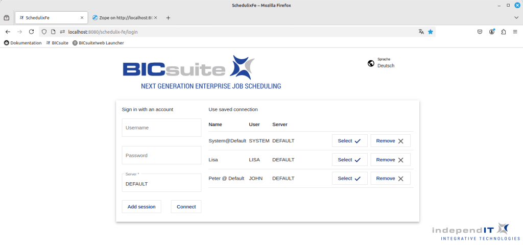 BICsuite Login Screen